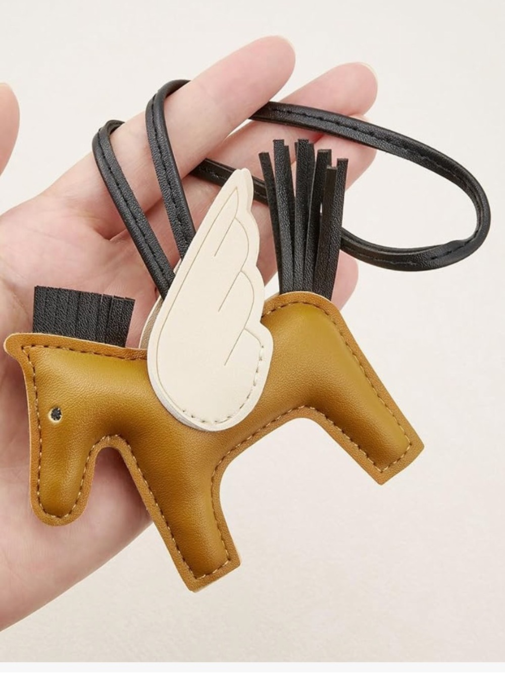 Chic Nation Brown Pony Wing Bag Charm with Black Strap